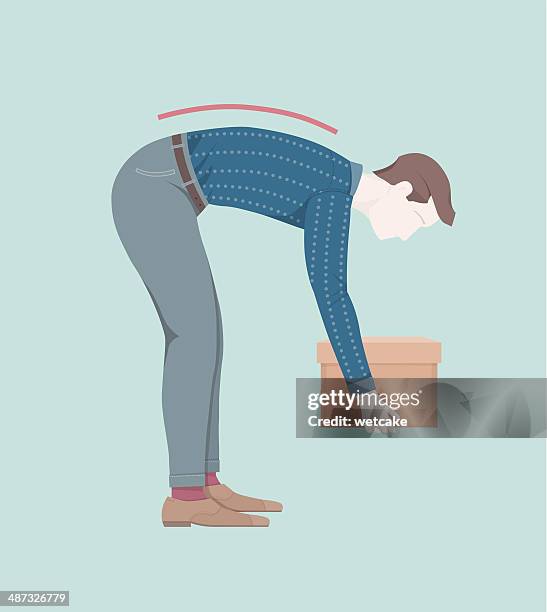 Cartoon Lefting Adult Lifting Box Stock-Fotos und Bilder - Getty Images