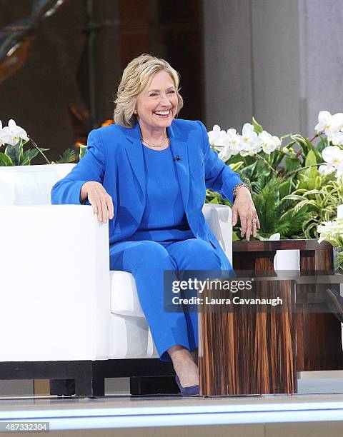 Hillary Clinton attends "The Ellen DeGeneres Show" Season 13 bi-coastal premiere at Rockefeller Center on September 8, 2015 in New York City.