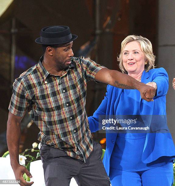 Stephen "tWitch" Boss and Hillary Clinton attend "The Ellen DeGeneres Show" Season 13 bi-coastal premiere at Rockefeller Center on September 8, 2015...