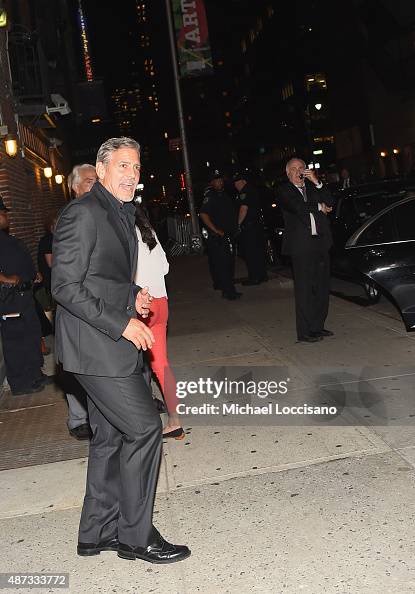 Actor George Clooney departs the first taping of 'The Late Show With