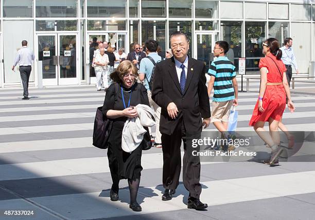 Jun Hong Lu , world renowned Chinese Buddhist leader visiting the United Nations headquarters in New York City to speak at a Alliance of...