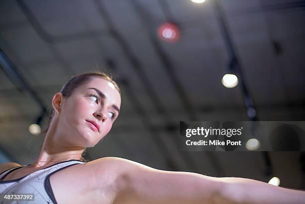 Model poses during the Derek Lam 10C Athleta launch party at the Athleta Flagship store on September 8, 2015 in New York City.