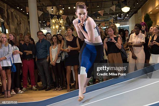 Model poses during the Derek Lam 10C Athleta launch party at the Athleta Flagship store on September 8, 2015 in New York City.