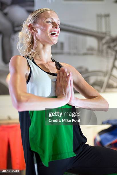 Model poses during the Derek Lam 10C Athleta launch party at the Athleta Flagship store on September 8, 2015 in New York City.