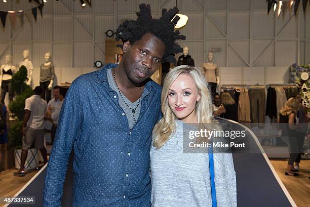 Artist Bradley Theodore and Olympic Gymnast Nastia Liukin attend the Derek Lam 10C Athleta launch party at the Athleta Flagship store on September 8,...