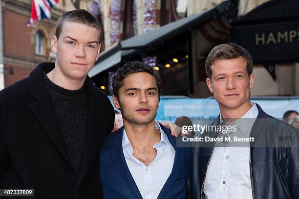 Will Poulter; Sebastian de Souza and Ed Speleers attend the UK Premiere of "Plastic" at the Odeon West End on April 29, 2014 in London, England.