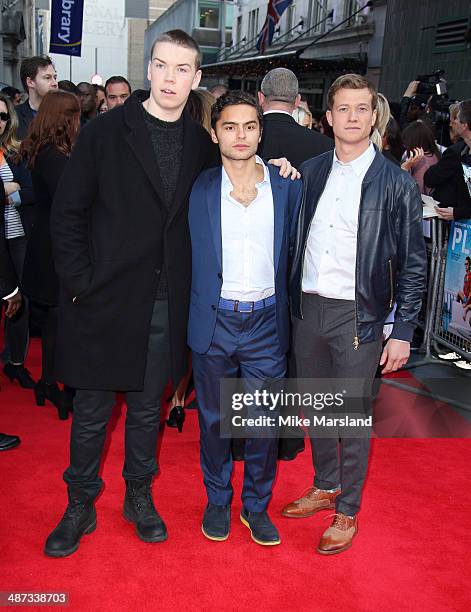 Will Poulter, Sebastian de Souza and Ed Speleers attend the UK Premiere of "Plastic" at Odeon West End on April 29, 2014 in London, England.