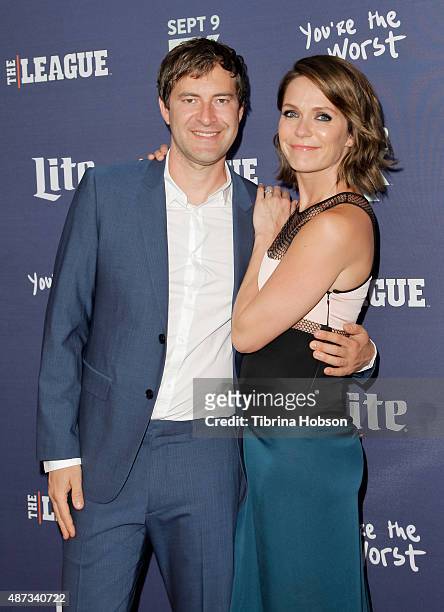 Mark Duplass and Katie Aselton attend the premiere of 'The League' and 'You're The Worst' at Regency Bruin Theater on September 8, 2015 in Westwood,...