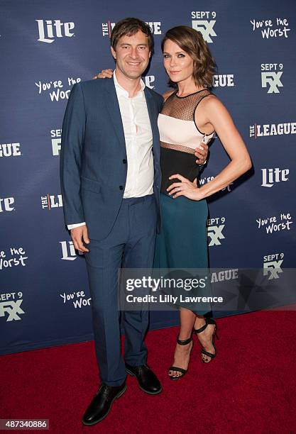Director/Producer/Actors Mark Duplass and wife Katie Aselton attend the premiere of FXX's "The League" Final Season and "You're The Worst" 2nd Season...