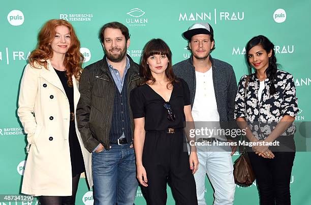 Marleen Lohse, Christian Ulmen, Lore Richter, Mirko Lang and Collien Ulmen-Fernandes attend 'Mann/Frau' Web Series Season 2 Kick Off Event at Die...