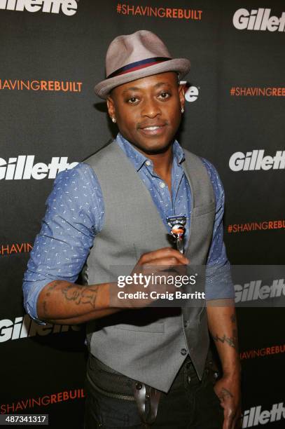 New York, NY. Actor Omar Epps shaves with the new Gillette Fusion ProGlide with FlexBall Technology razor at the official launch event in New York...