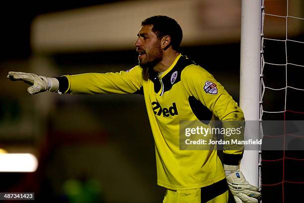 Goalkeeper Paul Jones of Crawley Town shouts instruction during the Sky Bet League One match between Crawley Town and Carlisle United at The...