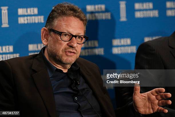 Lucian Grainge, chairman and chief executive officer of Universal Music Group Inc., speaks at the annual Milken Institute Global Conference in...