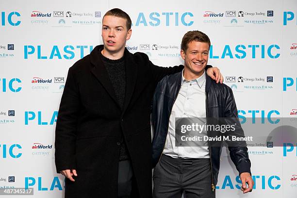 Will Poulter and Ed Speleers attend the UK Premiere of "Plastic" at the Odeon West End on April 29, 2014 in London, England.