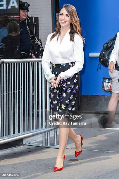 Actress Alison Brie leaves the "Good Morning America" taping at the ABC Times Square Studios on September 8, 2015 in New York City.