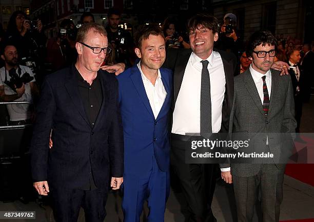 Dave Rowntree, Alex James, Damon Albarn and Graham Coxon of Blur attend the GQ Men Of The Year Awards at The Royal Opera House on September 8, 2015...