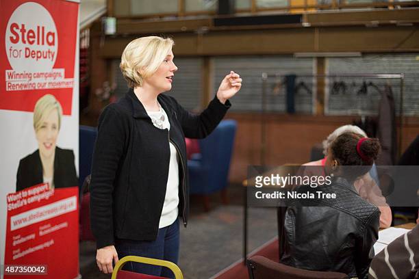 Labour MP Stella Creasy and Labour Deputy Leader hopeful talks at a Fight Back Club, Training For Campaigns event at the St Pancras Community...