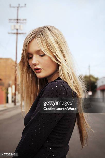 Actress Sophie Kennedy Clark is photographed for Aritzia Magazine on November 11, 2013 in Los Angeles, California. PUBLISHED IMAGE.