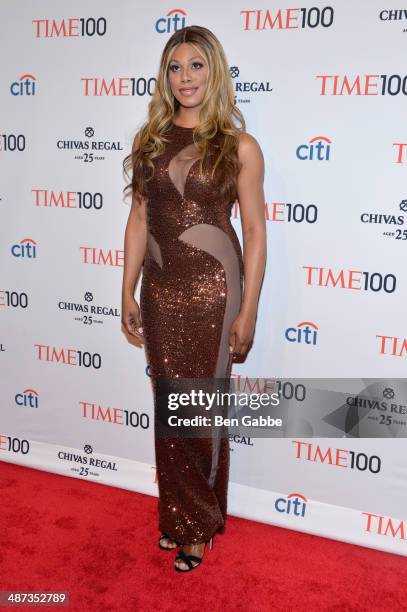 Actress Laverne Cox attends the TIME 100 Gala, TIME's 100 most influential people in the world, at Jazz at Lincoln Center on April 29, 2014 in New...