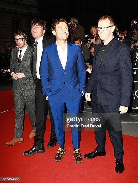 Graham Coxon, Alex James, Damon Albarn and Dave Rowntree of Blur attend the GQ Men Of The Year Awards at The Royal Opera House on September 8, 2015...