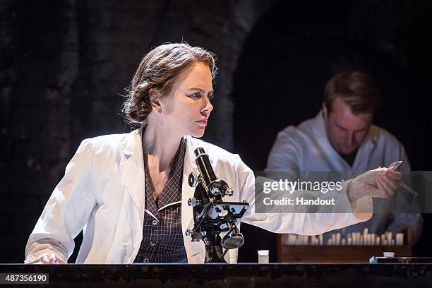 In this handout image supplied by The Michael Grandage Company, actress Nicole Kidman rehearses for her role as Rosalind Franklin in Anna Ziegler's...