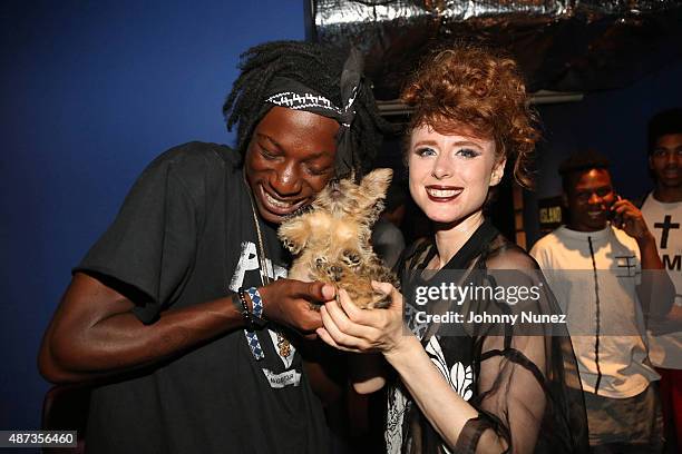 Recording artists Joey Bada$$ and Kiesza backstage at the Island Records Island Life Concert at Best Buy Theater on September 8 in New York City.