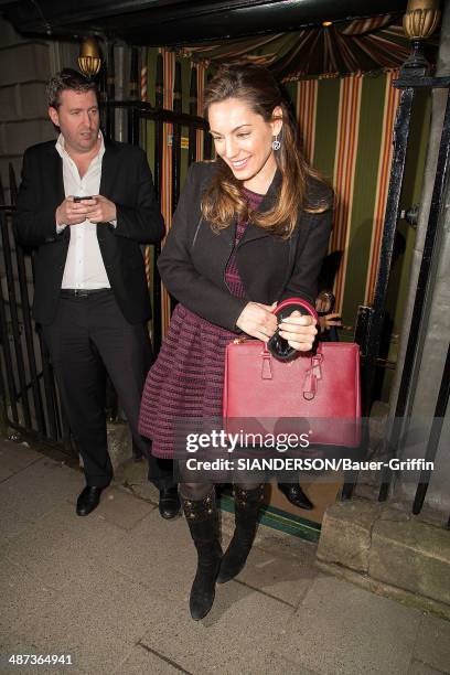 Kelly Brook is seen on February 13, 2013 in London, United Kingdom.