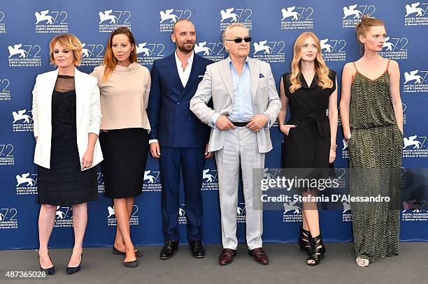 Guests, Wojciech Mecwaldowski, Jerzy Skolimowski, Paulina Chapkov and Agata Buzek attend a photocall for '11 Minutes' during the 72nd Venice Film...