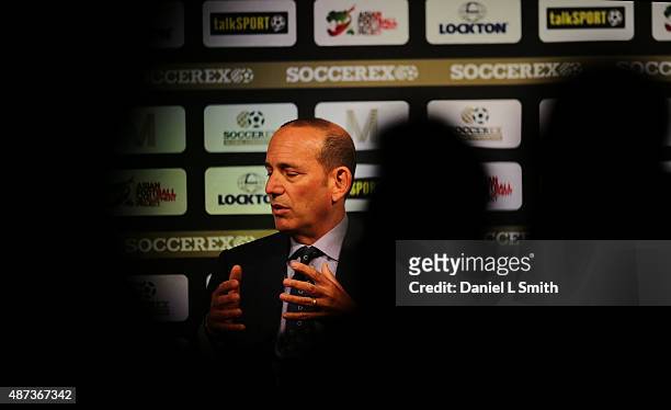 Major League Soccer Commissioner Don Garber talks during day four of the Soccerex - Manchester Convention at Manchester Central on September 9, 2015...