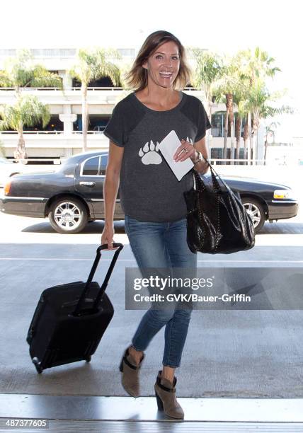 Tricia Helfer seen at LAX on April 29, 2014 in Los Angeles, California.