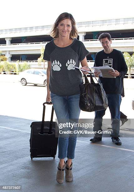 Tricia Helfer seen at LAX on April 29, 2014 in Los Angeles, California.