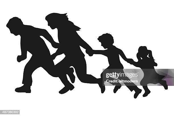 refugees welcome - poor family stock illustrations