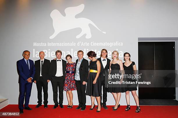 Venice Film Festival Director Alberto Barbera, director Samuel Collardey, actor Dominique Leborne, screenwriter Catherine Paille, producer Gregoire...