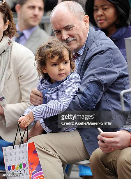 Flynn Bloom and grandfather Colin Stone attend the ceremony honoring Orlando Bloom with a Star on The Hollywood Walk of Fame on April 2, 2014 in...