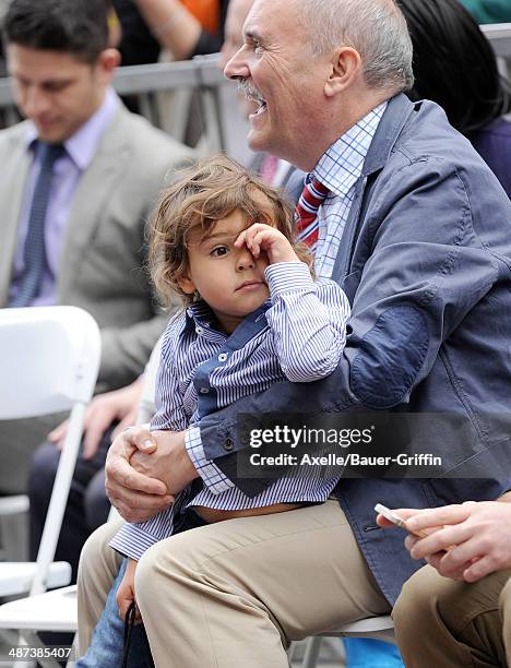 Flynn Bloom and grandfather Colin Stone attend the ceremony honoring Orlando Bloom with a Star on The Hollywood Walk of Fame on April 2, 2014 in...