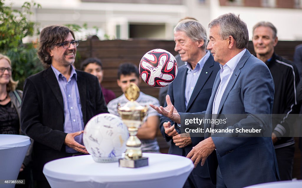 A DFB Delegation Visits The Refugee Camp Egelsbach