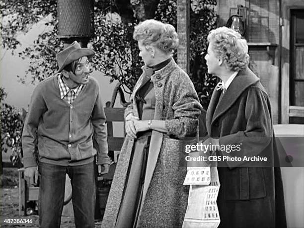 Aaron Spelling guest starring in I Love Lucy on the episode "Tennessee Bound." From left: Aaron Spelling, Lucille Ball as Lucy Ricardo and Vivian...