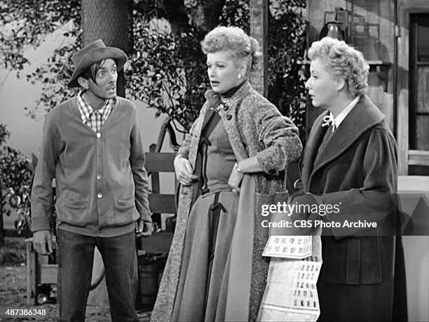 Aaron Spelling guest starring in I Love Lucy on the episode "Tennessee Bound." From left: Aaron Spelling, Lucille Ball as Lucy Ricardo and Vivian...