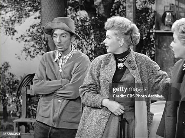 Aaron Spelling guest starring in I Love Lucy on the episode "Tennessee Bound." From left: Aaron Spelling, Lucille Ball as Lucy Ricardo and Vivian...