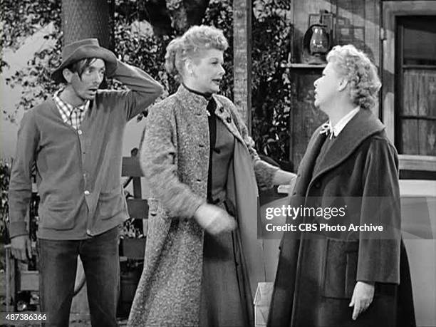 Aaron Spelling guest starring in I Love Lucy on the episode "Tennessee Bound." From left: Aaron Spelling, Lucille Ball as Lucy Ricardo and Vivian...