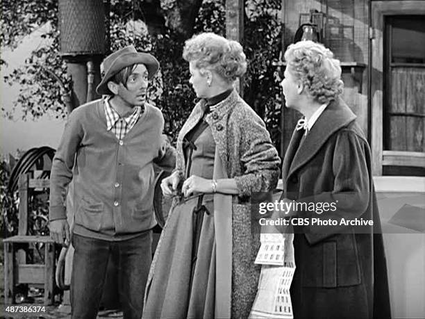 Aaron Spelling guest starring in I Love Lucy on the episode "Tennessee Bound." From left: Aaron Spelling, Lucille Ball as Lucy Ricardo and Vivian...