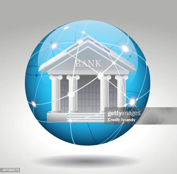 bank in cyberspace - cyberspace stock illustrations