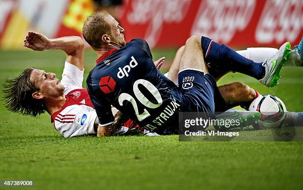 Mitchell Dijks of Ajax, Frank van der Struik of Willem II during the Dutch Eredivisie match between Ajax Amsterdam and Willem II Tilburg at the...