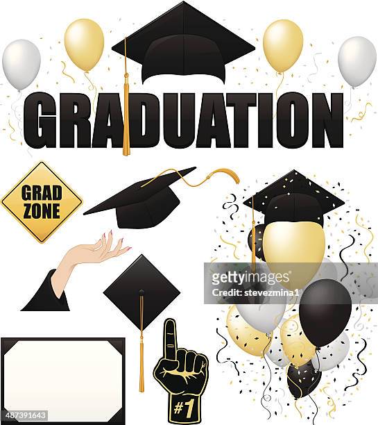 cartoon images of graduation pictures. - bright future stock illustrations