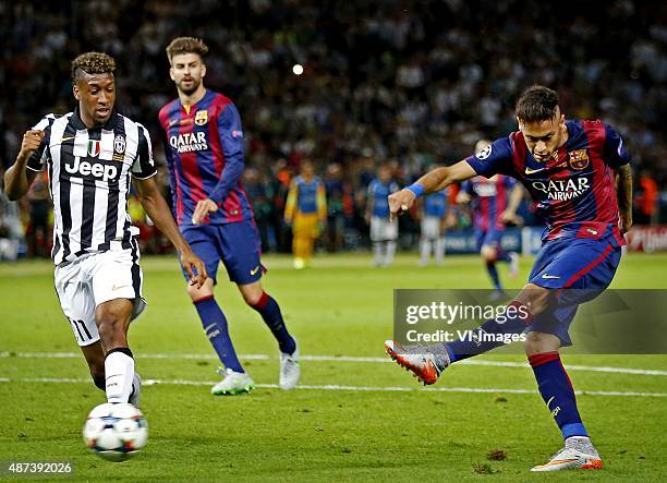 Kingsley Coman of Juventus, Neymar of Barcelona scores the 3-1 during the UEFA Champions League final match between Barcelona and Juventus on June 6,...