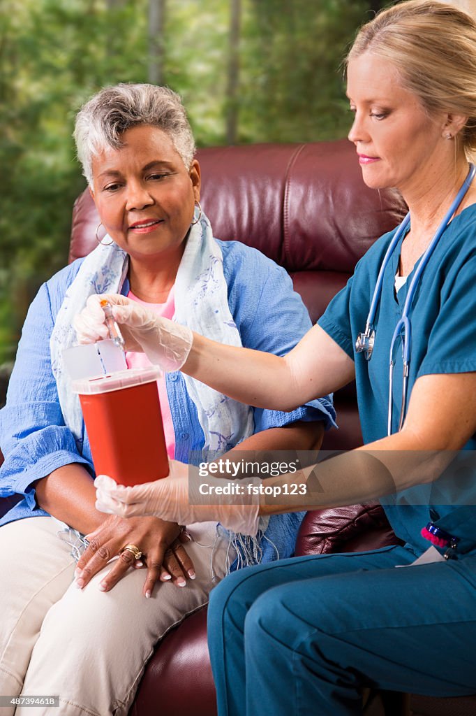 看護師のいることを示す適切な廃棄された薬剤は、注射器です。