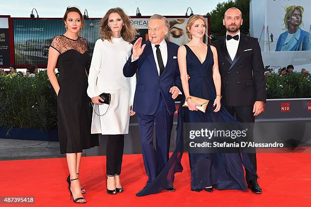 Anna Maria Buczek, Agata Buzek, Jerzy Skolimowski, Paulina Chapko and Wojciech Mecwaldowski attend a premiere for '11 Minutes' during the 72nd Venice...