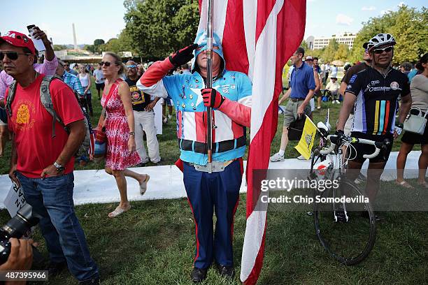 Tea Party supporters gather on the West Front Lawn for a rally against the Iran nuclear deal at the U.S. Capitol September 9, 2015 in Washington, DC....