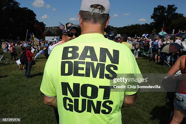 Tea Party supporters gather on the West Front Lawn for a rally against the Iran nuclear deal at the U.S. Capitol September 9, 2015 in Washington, DC....