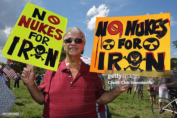 Tea Party supporters gather on the West Front Lawn for a rally against the Iran nuclear deal at the U.S. Capitol September 9, 2015 in Washington, DC....